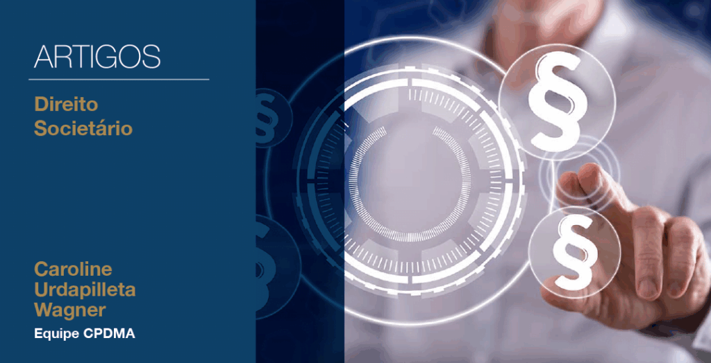 Imagem de dois dedos tocando símbolos de parágrafos ilustrando itens de direito societário.